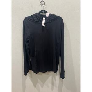 Fabletics Black Phoenix Run Hoodie Performance Shirt Women XL Back Zip Pocket